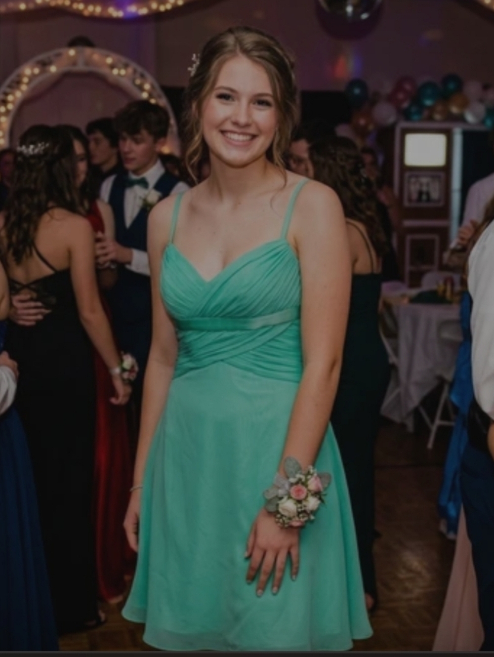 Impressions Bridal Light Aqua Chiffon Formal Prom Party Dress Size 10